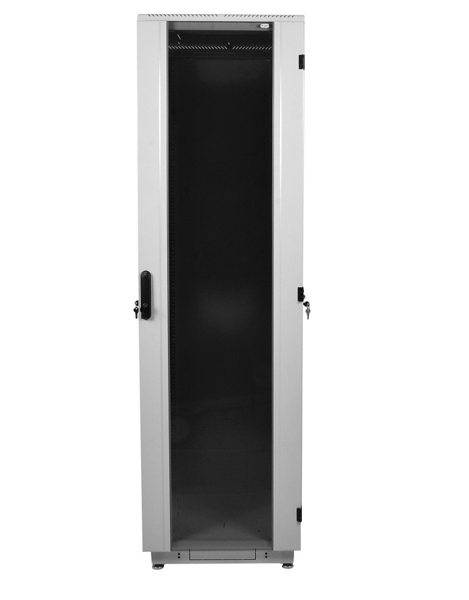 Шкаф телекоммуникационный напольный, 42U, (600х600мм), дверь стекло, чёрный, ЦМО