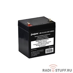 Exegate EX282962RUS Аккумуляторная батарея HR 12-5.8 (12V 5.8Ah 1223W, клеммы F1)